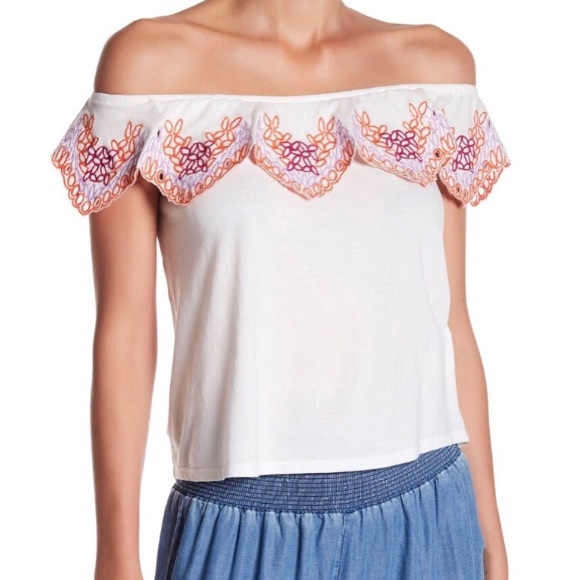 Ban-Jara Embroidered Off The Shoulder Top - Picture 1 of 6